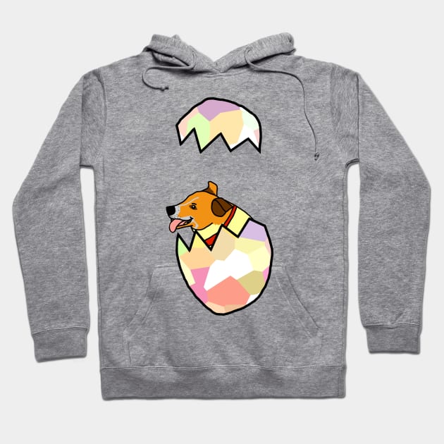 Jack Russell Puppy Popping out of Funny Easter Egg Hoodie by ellenhenryart